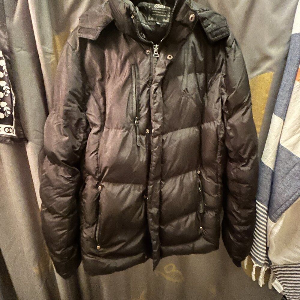 Adidas XL Vintage Y2K Puffer Jacket Detachable Hood Breast/Sleeve Pockets Unisex